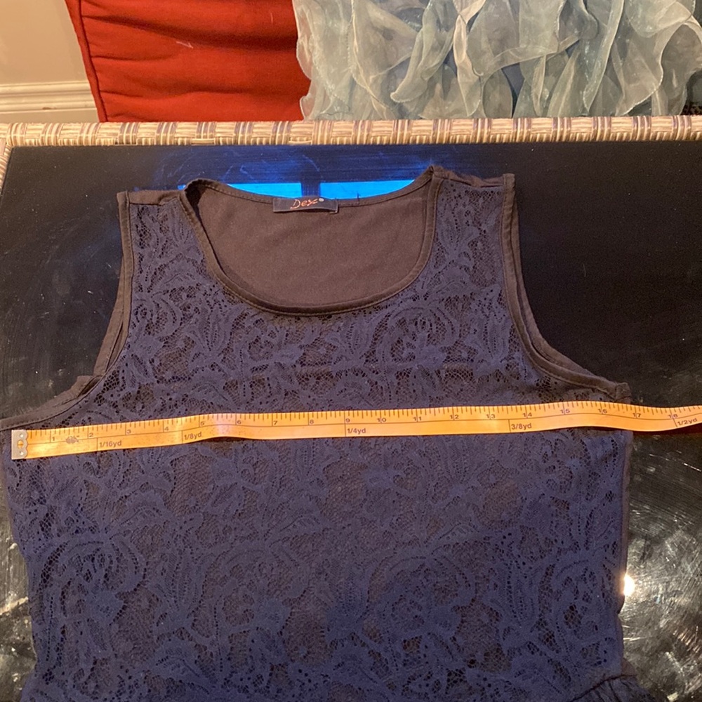 Navy blue ruffle cami by Dex